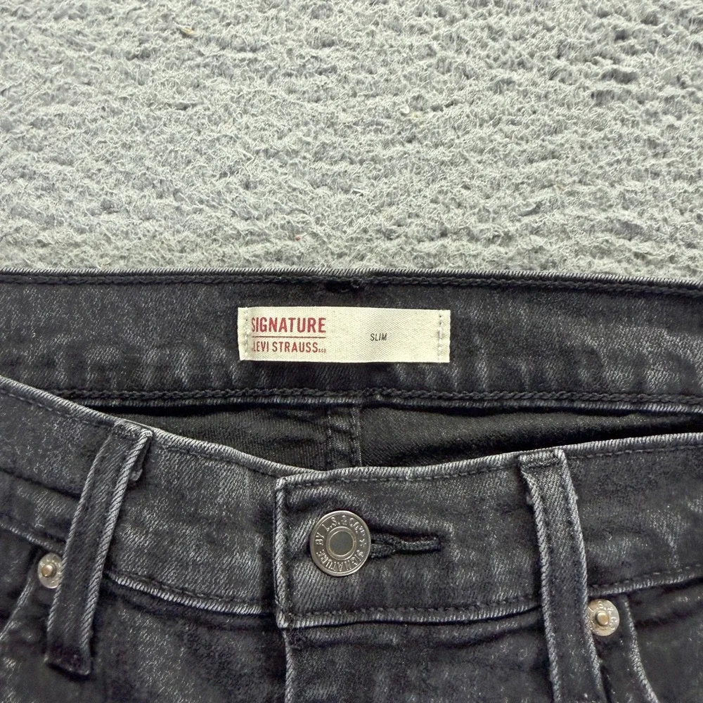Signature By Levi's Jeans Men 34x30 Black Cotton Denim Straight Slim Fit Stretch